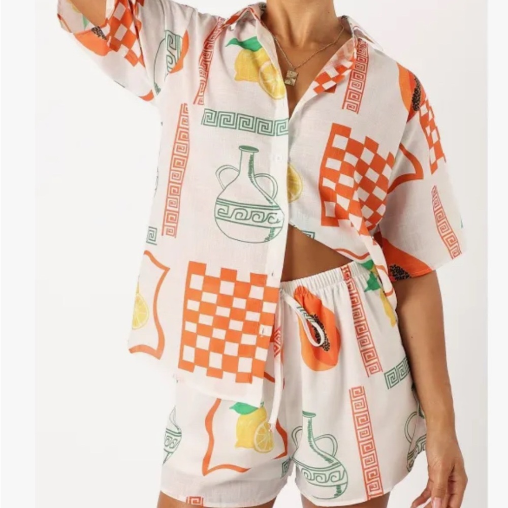 Petal & Pup Orange and White Checkered Set